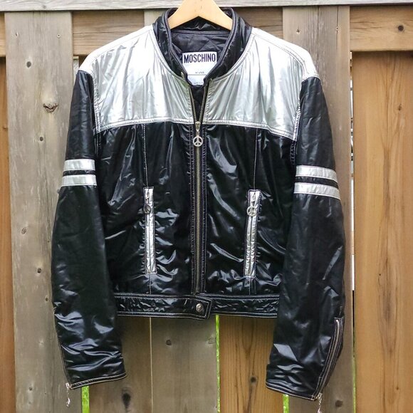 VINTAGE MOSCHINO BOMBER JACKET Men's Size Medium Puffer Coat Made in Italy - Picture 1 of 9